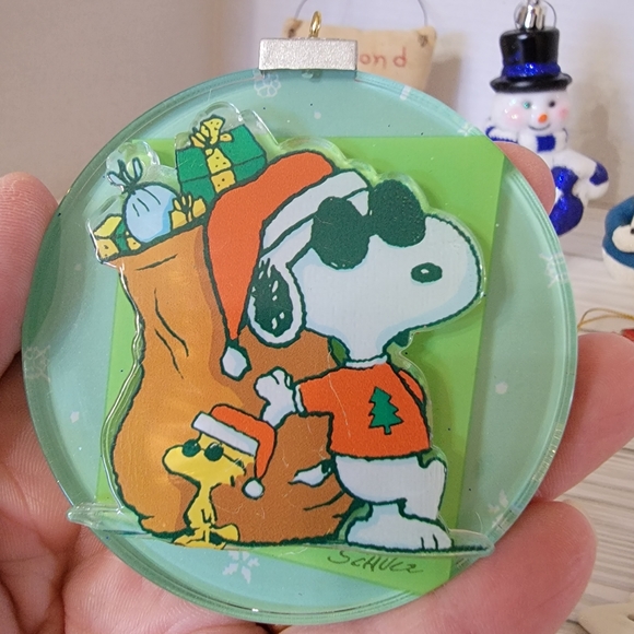 Lot of 9 different Christmas Ornaments Snoopy Snowmen Stars Sister Baseball - Picture 2 of 16